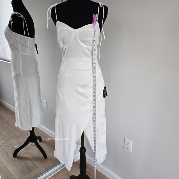 Lulus Wishing on Love White Satin Jacquard Midi Dress Small New With Tags $69 - Picture 5 of 15